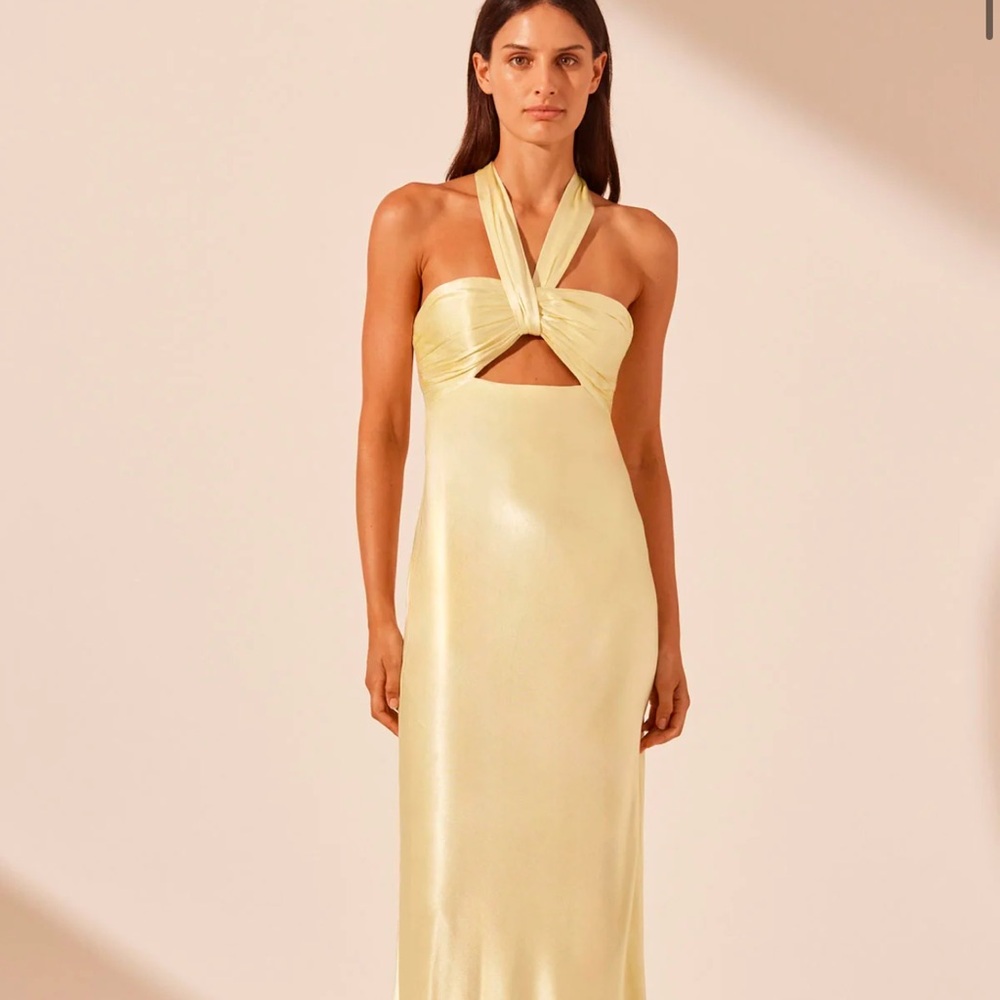 Elegant Yellow Halter Dress